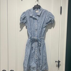 Crewcuts blue/white striped cotton dress girls size 12